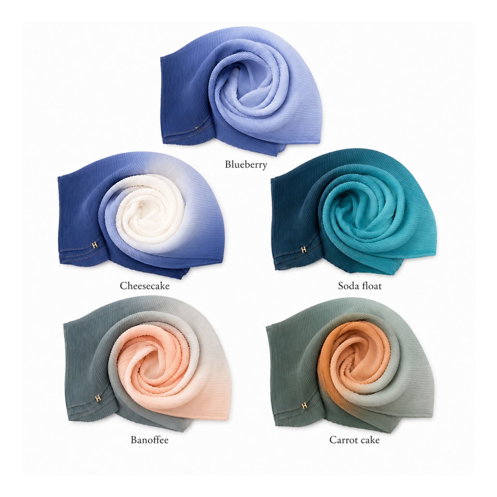 13 Pleated Ombre Chiffon Scarf - Ocean Tones - Image 1