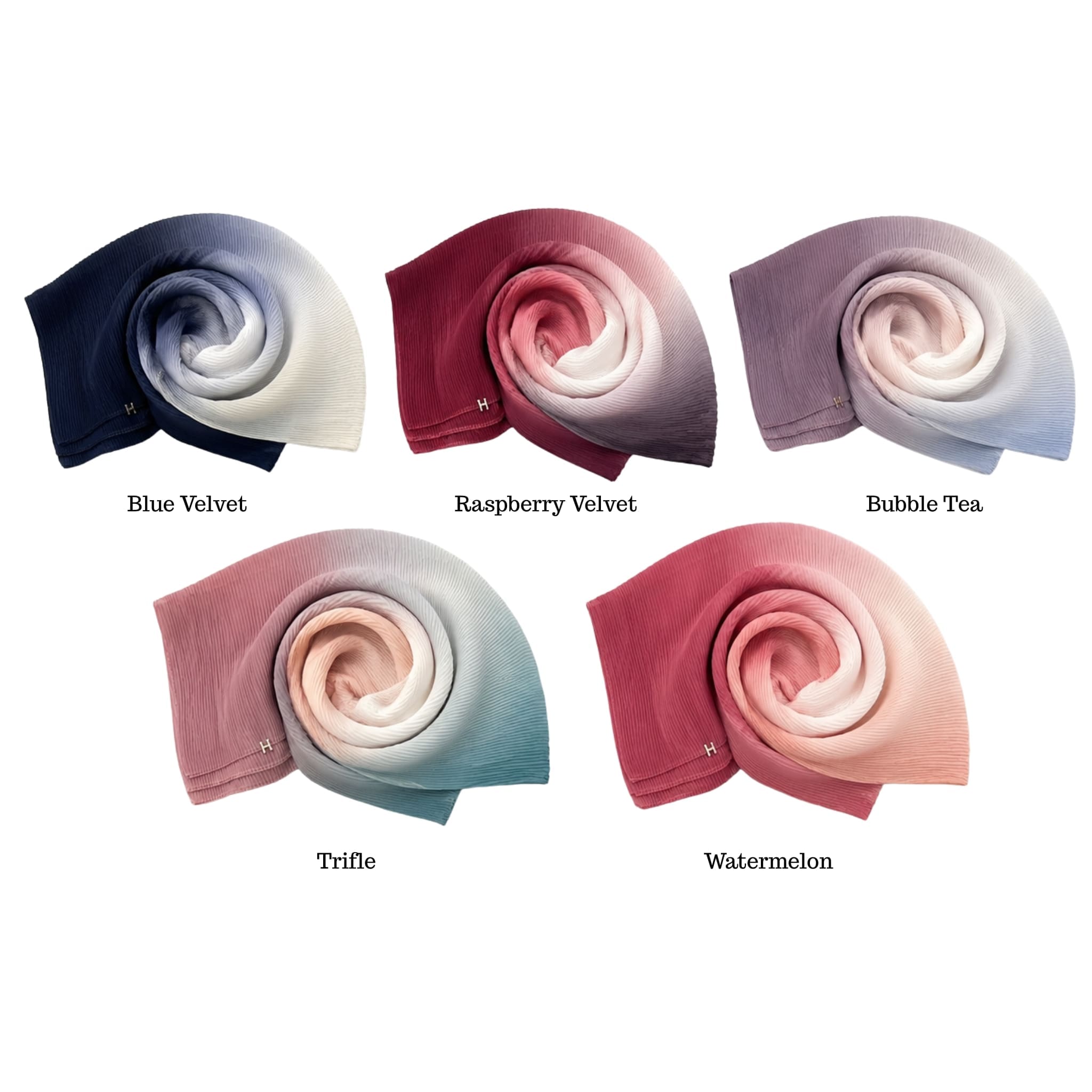 7 (2) Pleated Ombre Chiffon Scarf - Flower Tones - Image 1